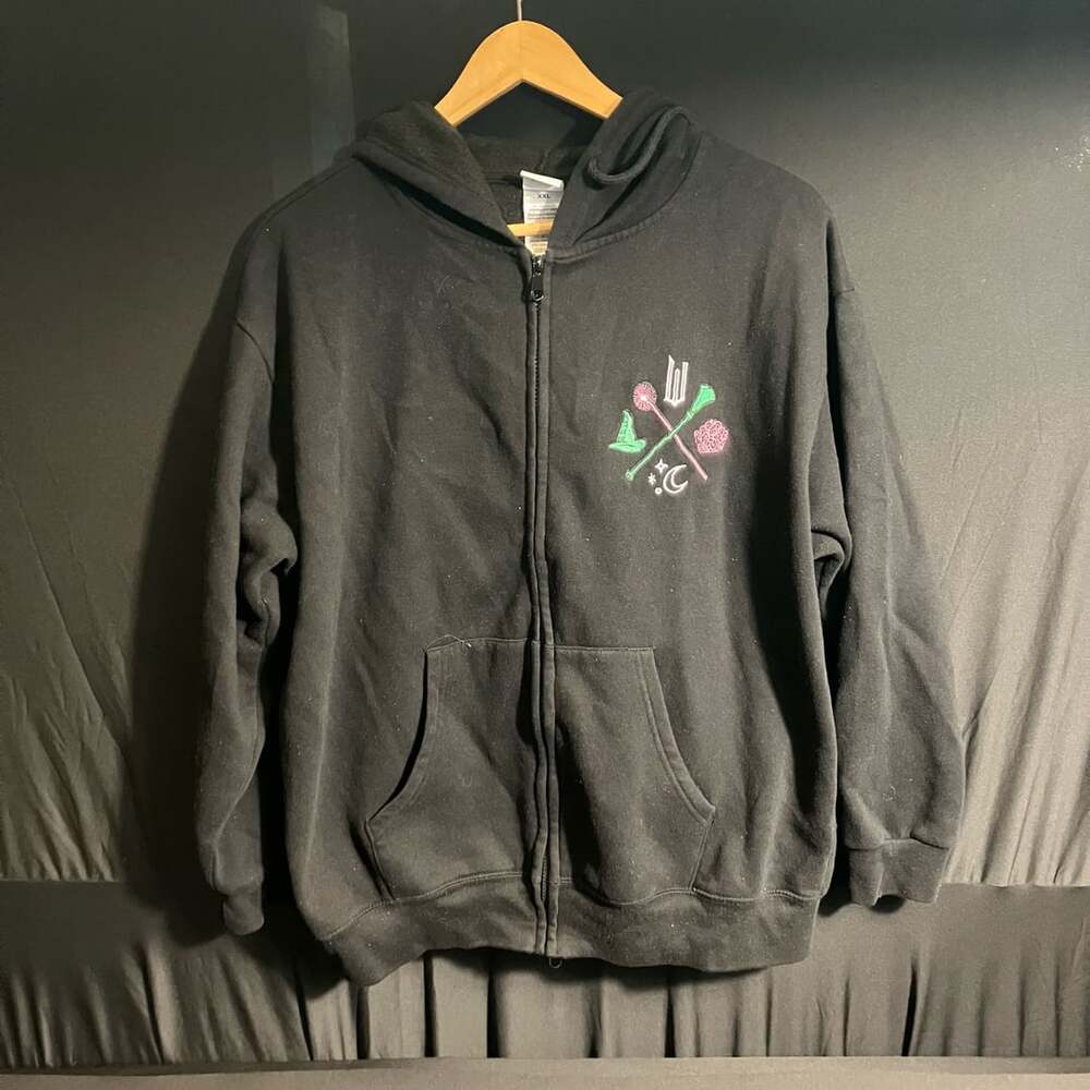 Wicked Full Zip Hoodie Size XXL Black Embroidered
